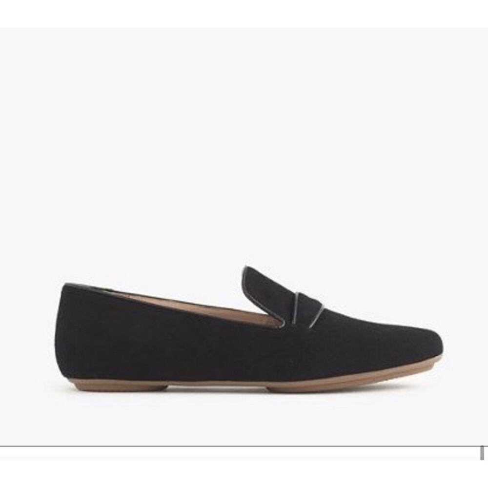 J Crew Georgie Black Suede Penny Loafer Womens Size 6.5‎ EUC